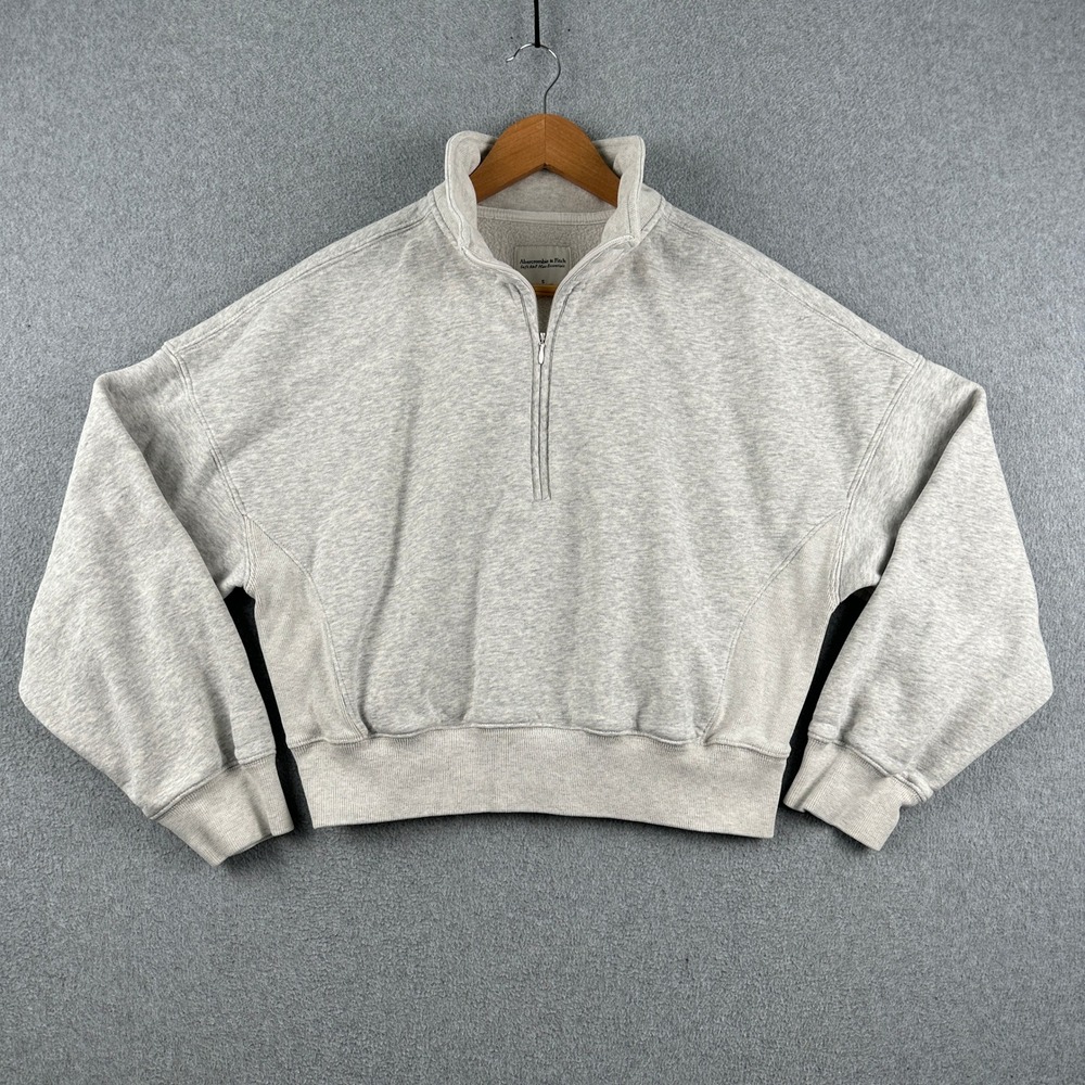 Abercrombie Pullover Womens S Soft A&F Max Essentials Gray Quarter Zip Mock Neck